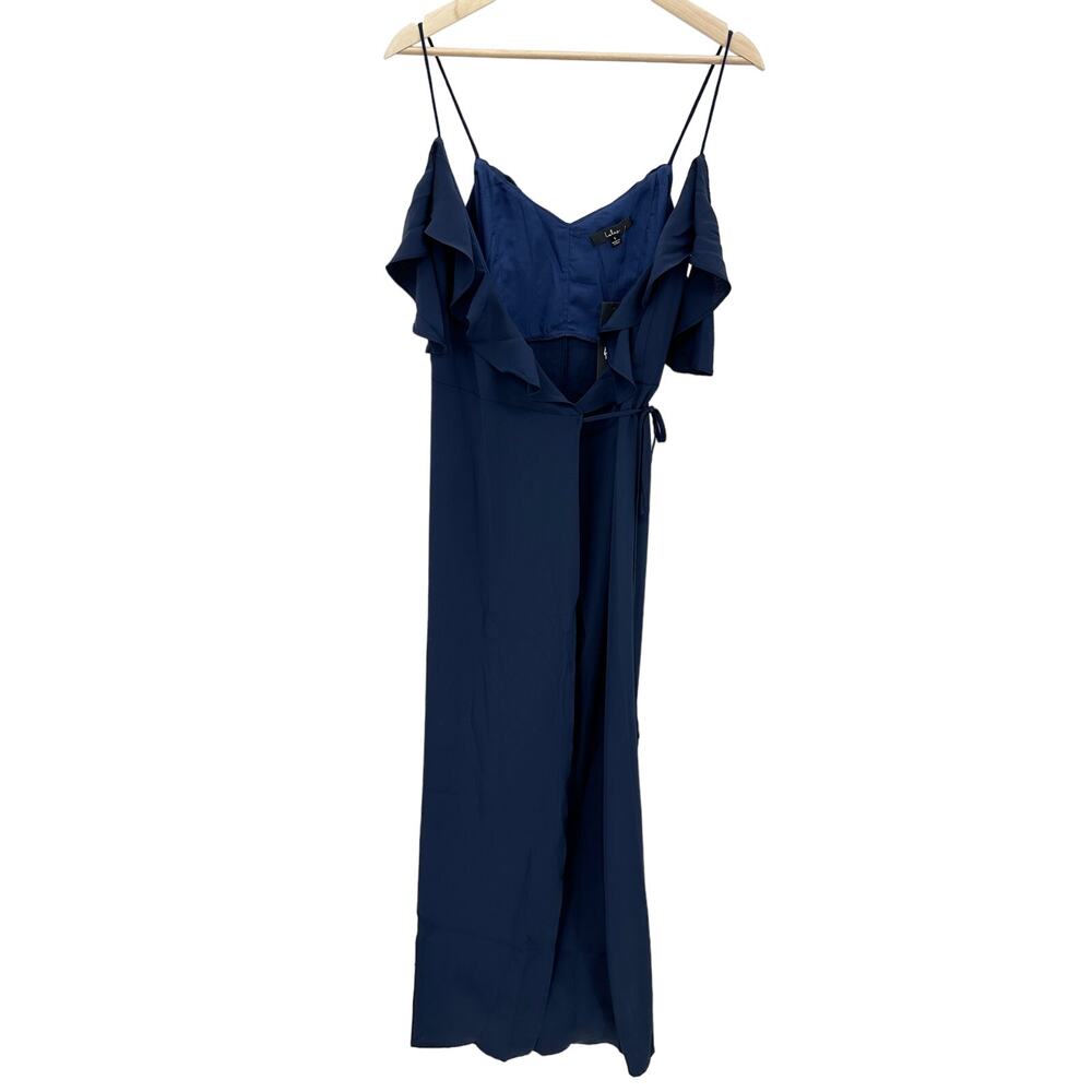 Lulu's Womens Navy Blue Gown Size S Cold Shoulder Wrap‎ Event Party Wedding